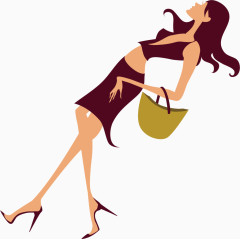 爱购物时尚女士卡通人物卡通手绘装饰元素