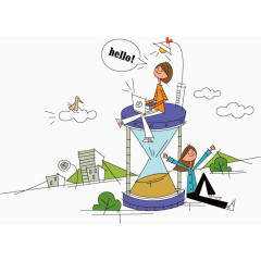 坐在沙漏上的人场景