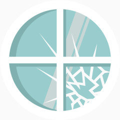 碎裂的蓝色窗户玻璃