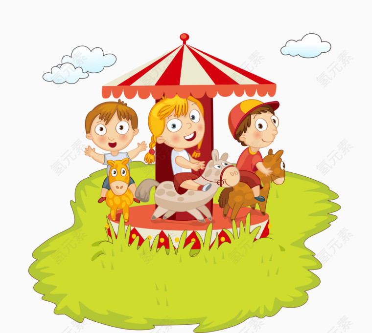 旋转木马上的孩子