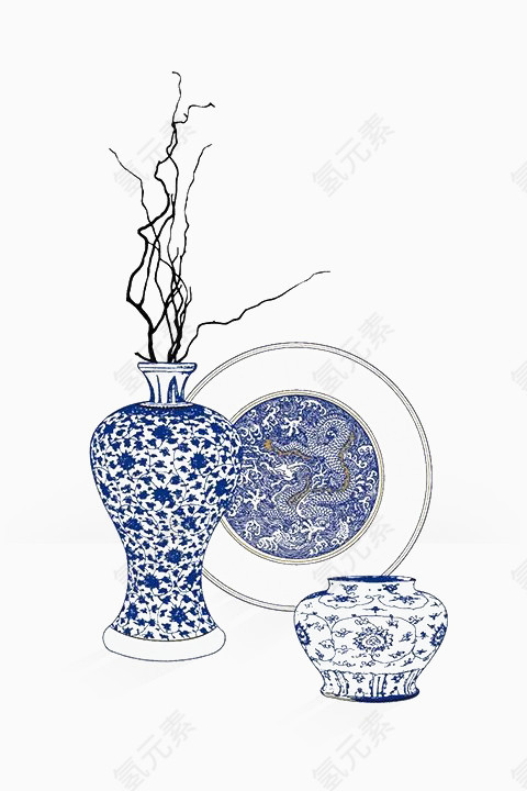 陶瓷花瓶里的枝丫