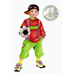 卡通手绘人物儿童街头男孩篮球