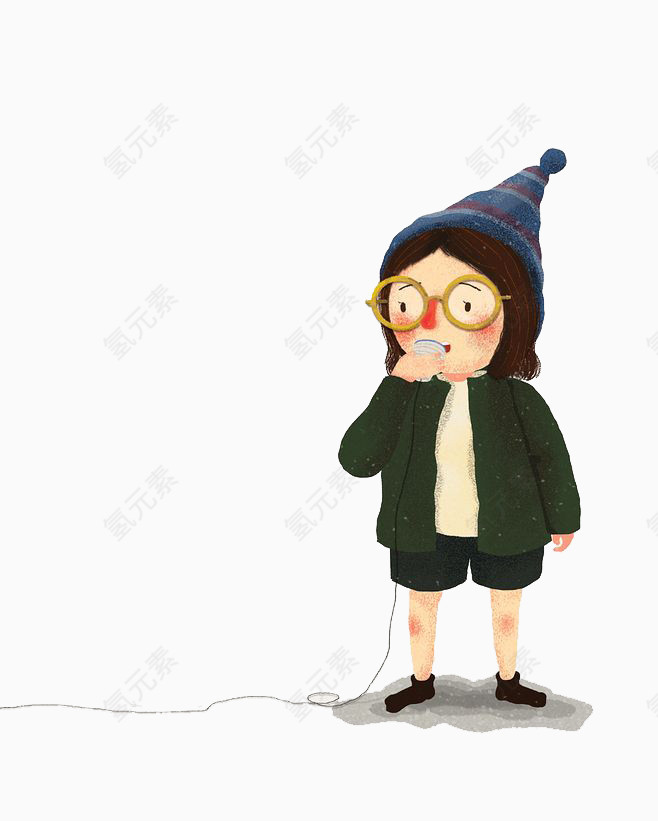 卡通女孩打电话