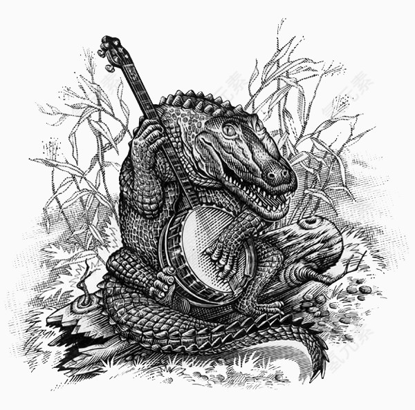 时尚黑白色插画