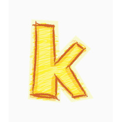 橙色手绘字母k