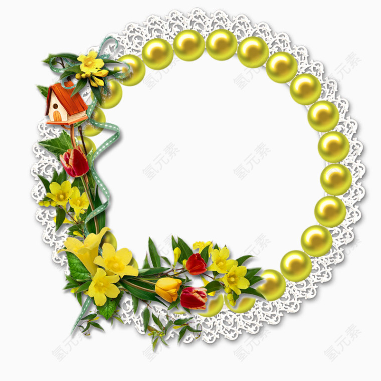 鲜花蕾丝优雅风边框