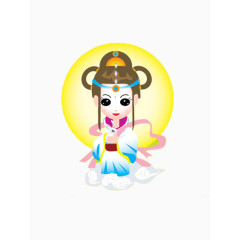 月亮下的卡通古装女孩