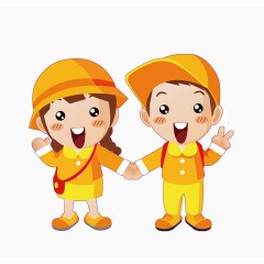 穿黄色校服的幼儿园小朋友