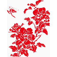 中国风剪纸牡丹花