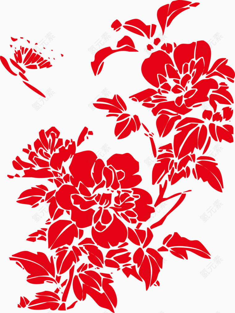 中国风剪纸牡丹花