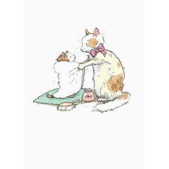 手绘猫咪亲子