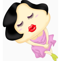红唇美女卡通手绘图标元素