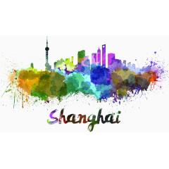 水彩墨水喷溅城市素材PNG