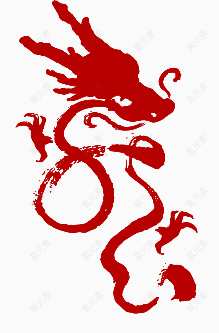年画红色龙