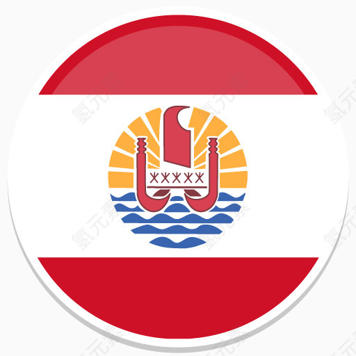 法国波利尼西亚平圆世界国旗图标集