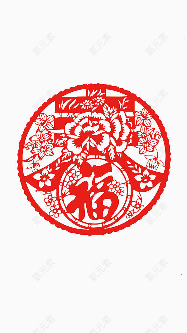 春节红色窗花剪纸