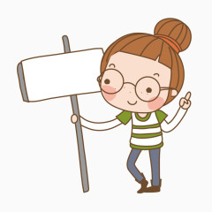 卡通举牌小女孩