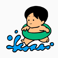 带着游泳圈的小孩子