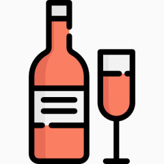 卡通手绘图标果汁红酒