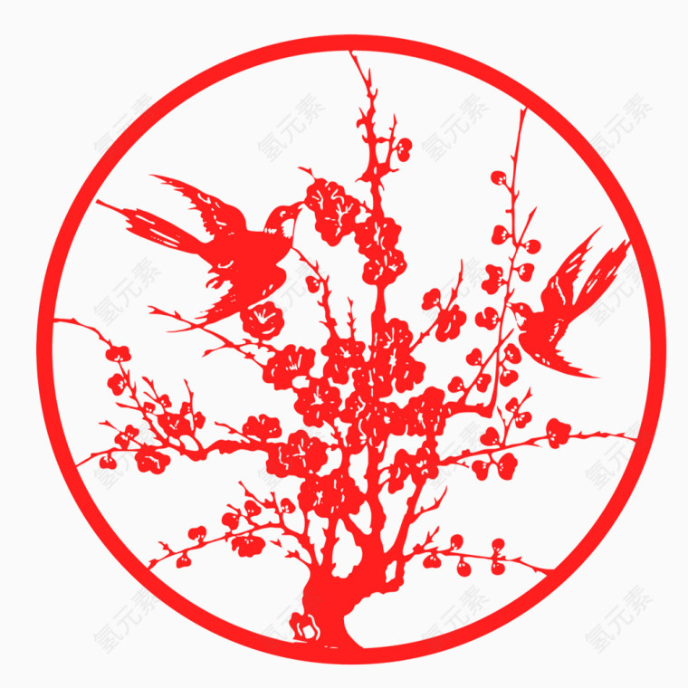 梅树剪纸