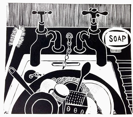 黑色印刷效果洗碗池