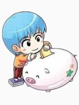 小孩给存钱罐存钱