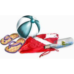 海边沙滩休闲卡通素材