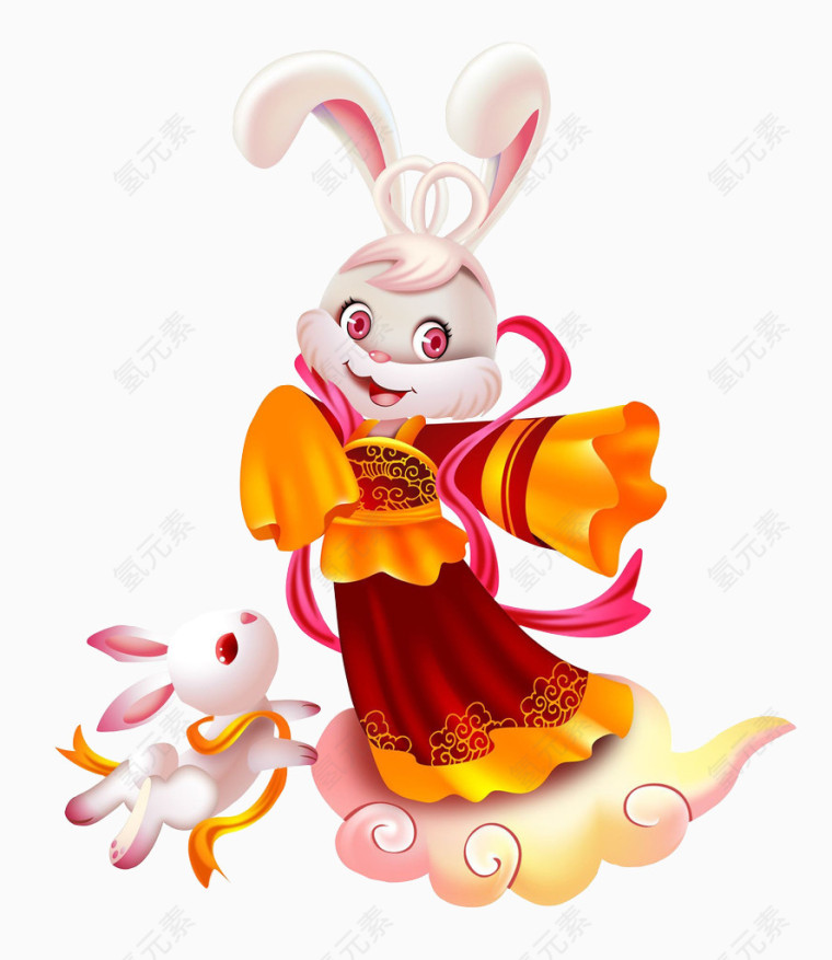 穿着古装的飞天兔子