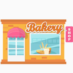 卡通手绘面包店