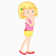 捂着嘴巴的小女孩