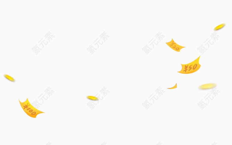 从天飘落的纸币金币