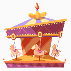 卡通手绘创意游乐园元素旋转木马