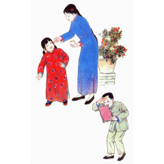 端午节风俗画额的近代人物