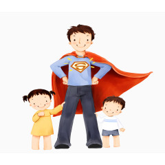 卡通手绘超人爸爸