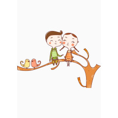 坐在树上卡通人物造型