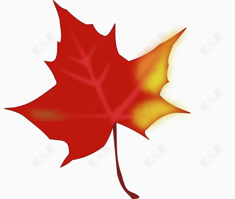 一片红色带黄的枫叶