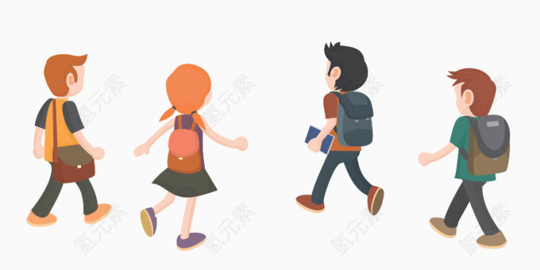 儿童上学矢量人物
