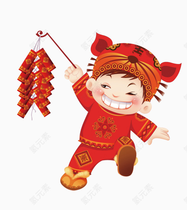 拿鞭炮的男孩