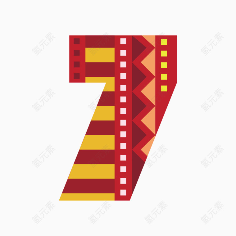 民族风几何图案数字7