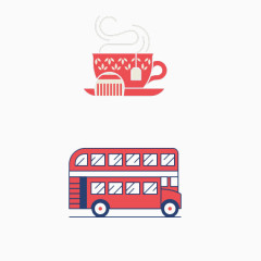 红色咖啡杯公交车