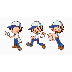 矢量卡通小男孩送货员