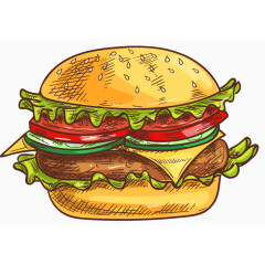 彩绘汉堡包