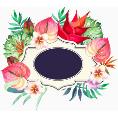 手绘水彩花朵边框 