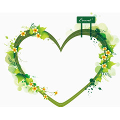 绿色心形夏日植物边框