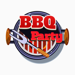 圆形美味食物BBQ标签矢量素材