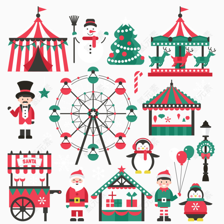 圣诞节摩天轮元素