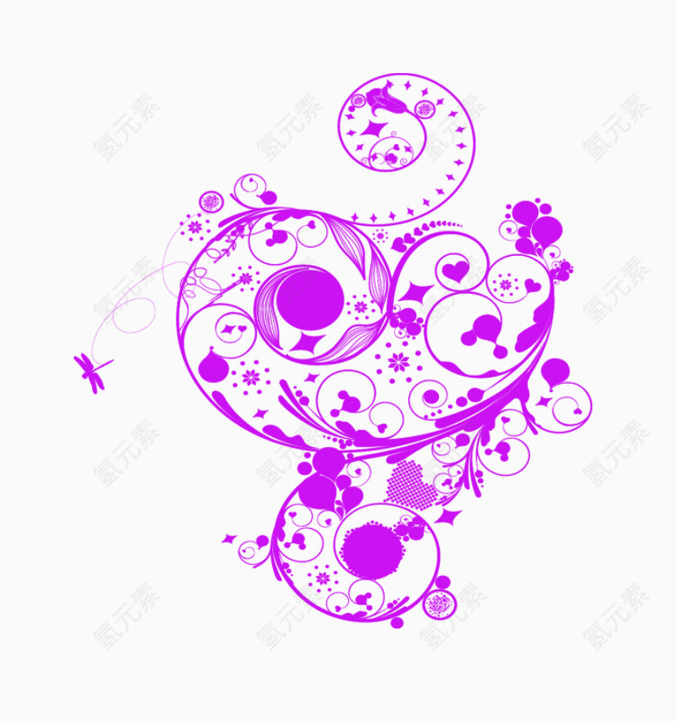 梦幻紫情装饰花花元素免抠png素材