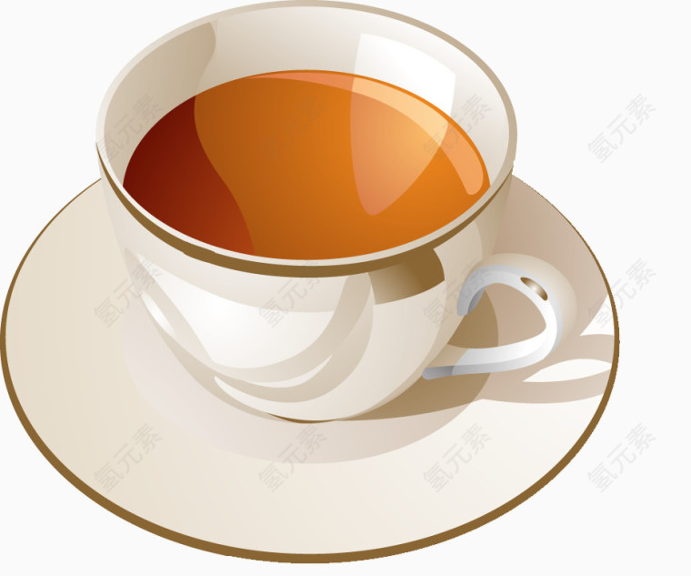 一杯奶茶水彩插画图标元素