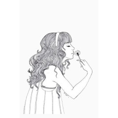 手绘美女浦公英