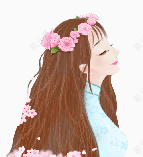 手绘插画美女元素